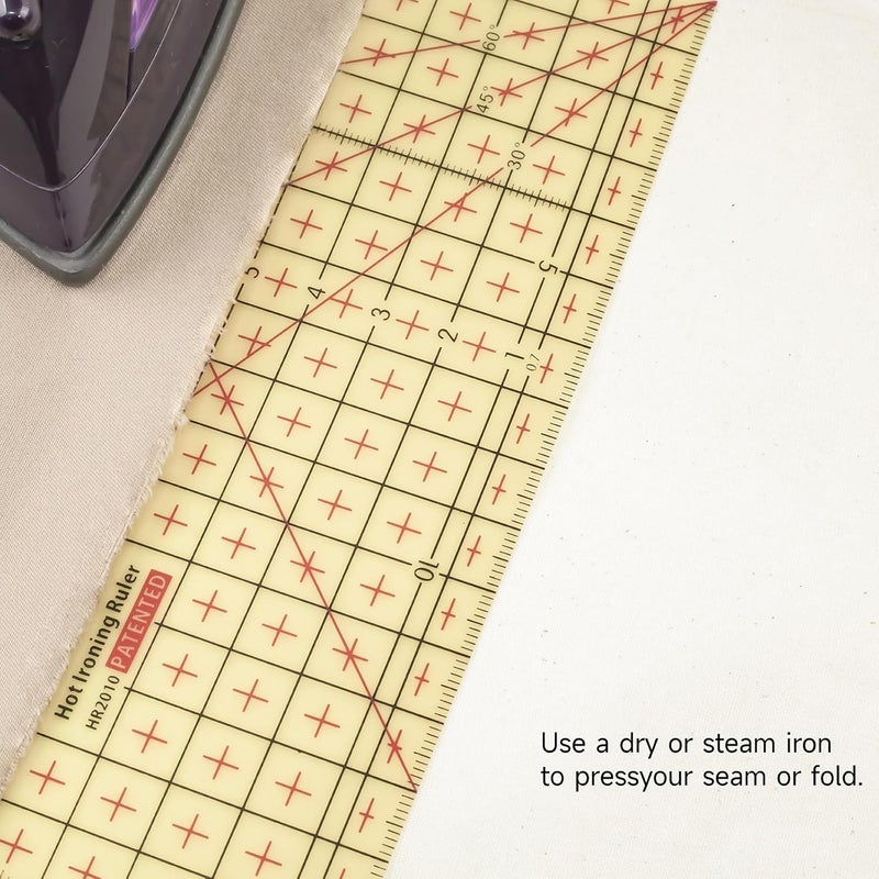 KEARING Metric Hot Hem Ruler for Sewing, Patented Heat Resistant Non-Slip Hot Ironing Ruler for Measure, Mark, Fold, Press with Dry or Steam Iron, 20 x 10CM - Image 4